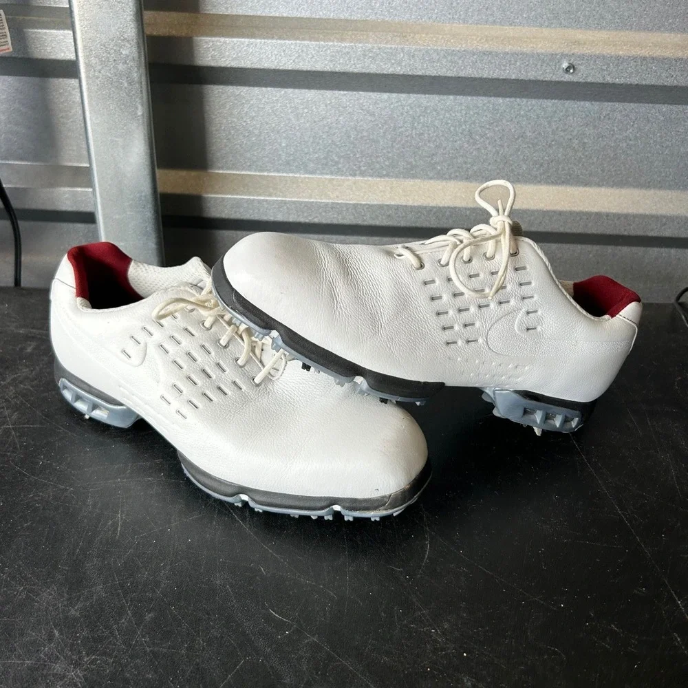 Nike Sport Performance White Leather Golf Shoes 314830-111 Mens Size 10